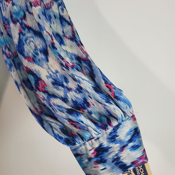 Hazel Hazel Hazel Top Medium Blue Abstract Ikat Boho Maximalist Popover Artsy - Picture 5 of 12